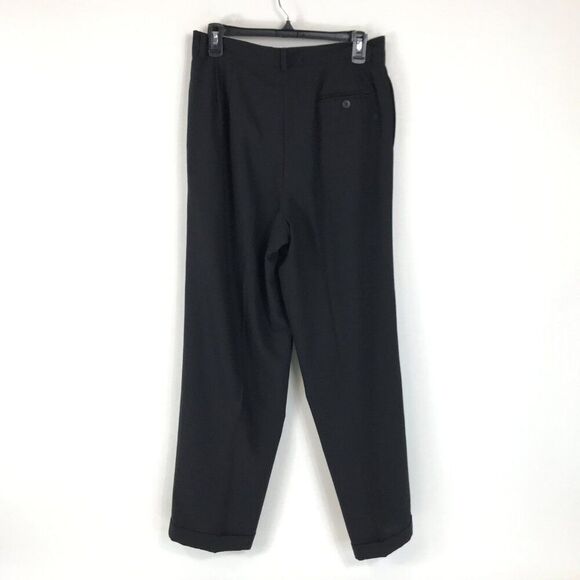 Vintage L.L. Bean High Rise Wool Trousers Women's Size 12 Black Straight Leg USA - Picture 3 of 9